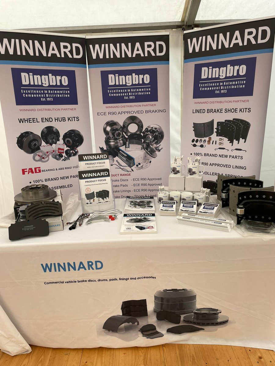 All set up ready for the Dingbro trade show in Montrose  tonight #winnard #dingbro #brakes #commercial #brakedrum #brakedisc #hubkits #stock #brakepads #ecer90 #absring #abs #fittingkits #wearleads