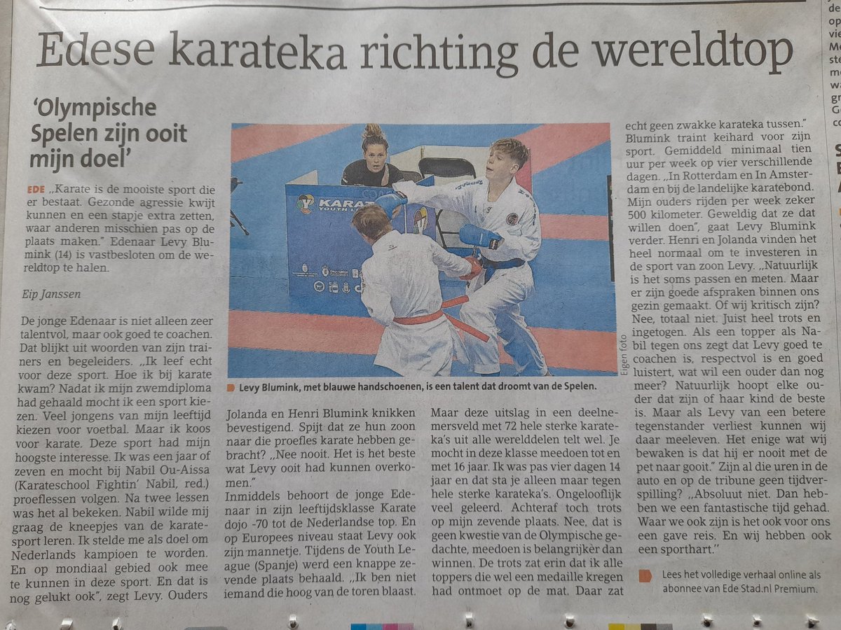 Mooi artikel @cirkelaar over onze leerling, 'Edese karateka richting de wereldtop'. #sport Succes Levy💪🏽 #Ede @EdeStad @MarnixCollege
