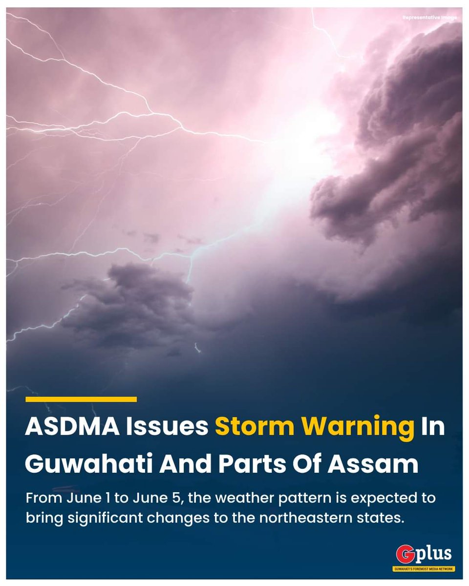 The #Assam State Disaster Management Authority (ASDMA) has issued a notification indicating an upcoming weather disturbance in the region.

“Over the next three hours, Nalbari, Kamrup (Metropolitan), and Goalpara districts are expected to experience surface wind speeds...
