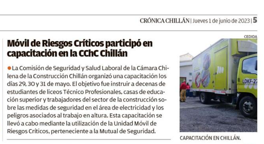 CChCChillan's tweet photo. #CrónicaChillán compartió la jornada de capacitación con el Móvil de Riesgros Críticos organizada por la Comisión SSL con el apoyo de la @mutualcchc https://t.co/T5ALf9k3YE