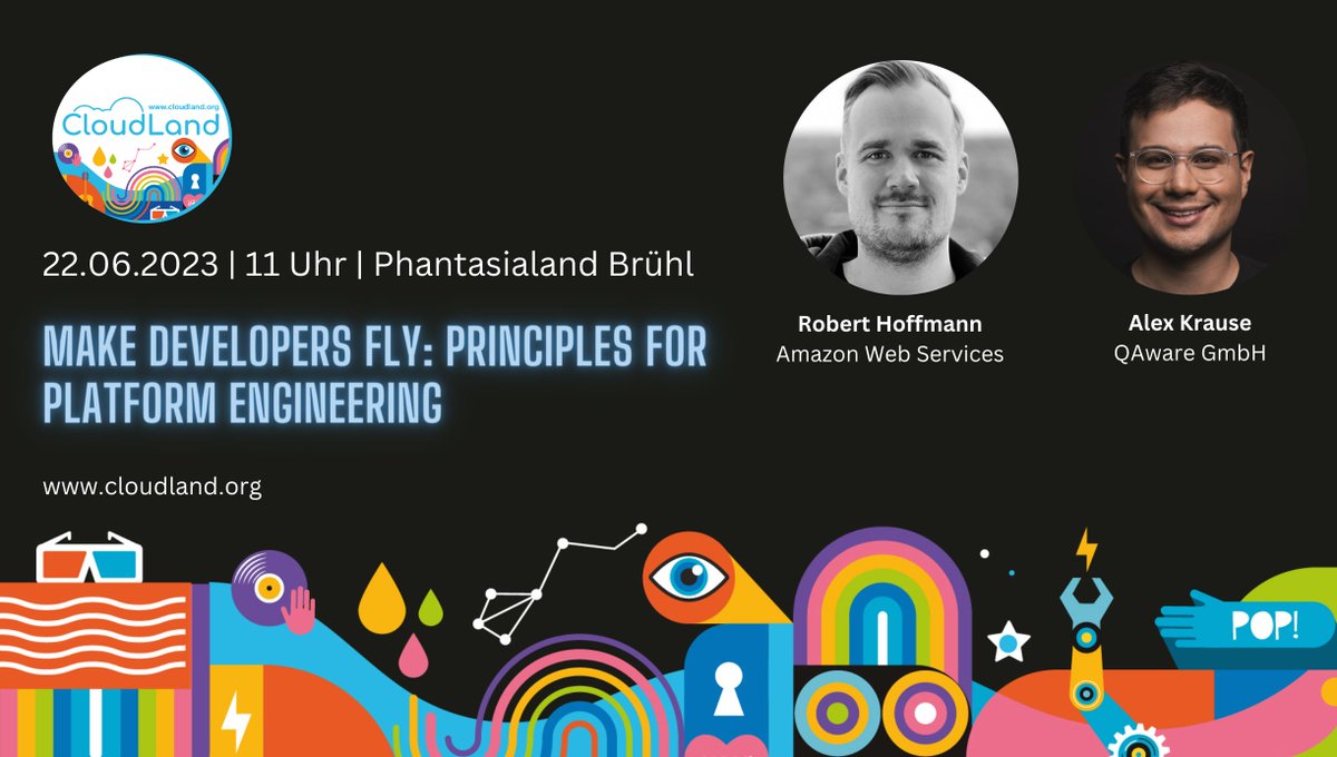 🚀 Make #Developers Fly: Principles for #PlatformEngineering
📆 22.6. | 🕐 11h | 📍 #CloudLand2023
@robhoffmax & @alex0ptr will talk about how #platform engineering evolved from the #DevOps movement & discuss principles & best practices 👉 bit.ly/3ByVPn6
@Cloudlandorg