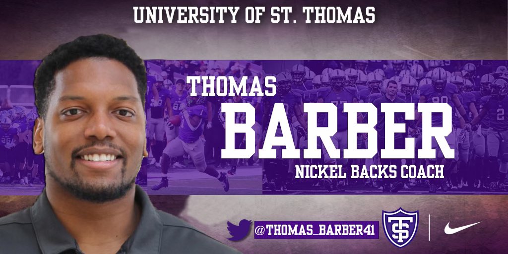 UST_Football's tweet photo. Welcome to the F.A.M.I.L.Y Coach @thomas_barber41 Proud to have your Passion in The Program!

#Faith | #Family | #Football 🟣⚪️⚫️ https://t.co/gYdTNi42Yi