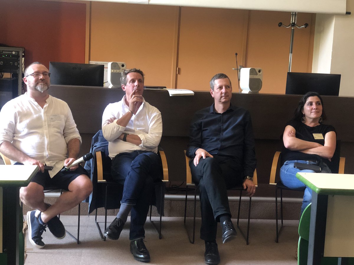 VuillotM's tweet photo. La journée sur comment accompagner le développement des compétences numériques des enseignants se termine autour d’une table ronde. Franck TARPIN-BERNARD, Pauline REBOUL, Christophe DORÉ, François MOREL @DANE_acLyon @Frequenceecoles https://t.co/hxl6sjHLc9