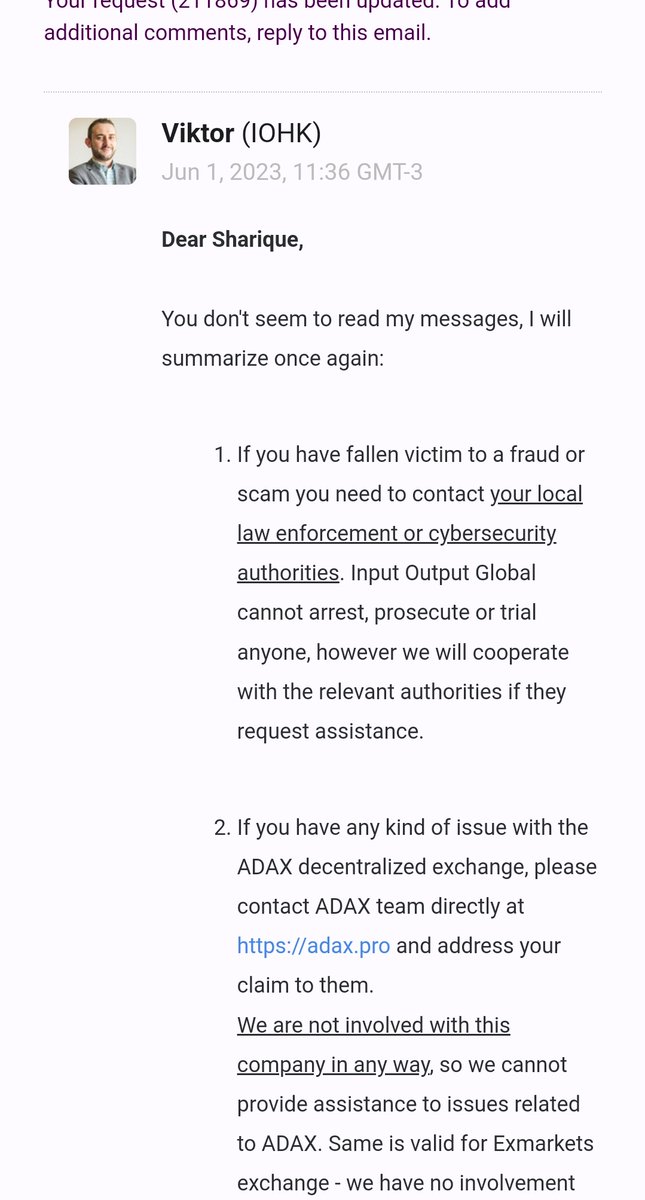 CITA_India's tweet photo. @cardanoscanio Please explain why your staff is adamant not not taking the complaint against criminal activities?  Despite your company policy. 

@InputOutputHK @cardano_whale @adam3us @cryptocom @ForbesCrypto 

#CryptoNews #cryptocurrencies #blockchain https://t.co/tBBNNDoHp9