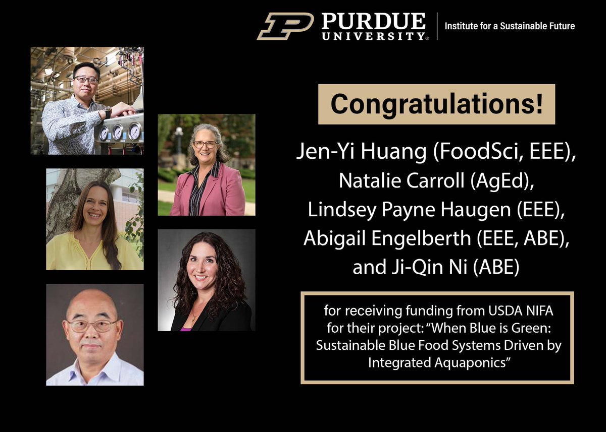 Congratulations to #PurdueISF faculty affiliates Jen-Yi Huang, Natalie Carroll, Lindsey Payne Haugen, Abigail Engelberth, and Ji-Qin Ni for receiving funding from NIFA! Learn more about their project here: tinyurl.com/ys3ybkpy @PurdueFoodSci @PurdueEEE @PurdueAgEd @PurdueABE