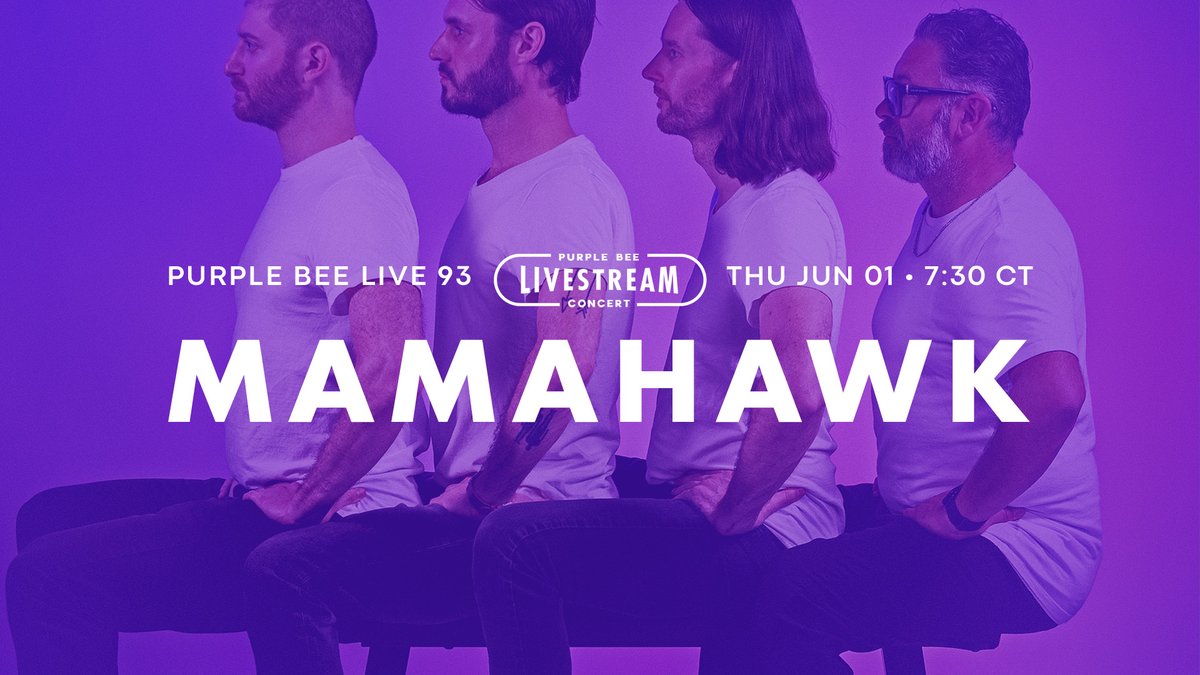 purplebeetv's tweet photo. This band slaps! Inventive songs, funky hooks, brilliant chords and tight harmonies.. 

@YourMamahawk is playing a livestream concert on Purple Bee TV - tonight at 7:30pm ct
https://t.co/rYGgKlDb4P https://t.co/96TvDPqtZB