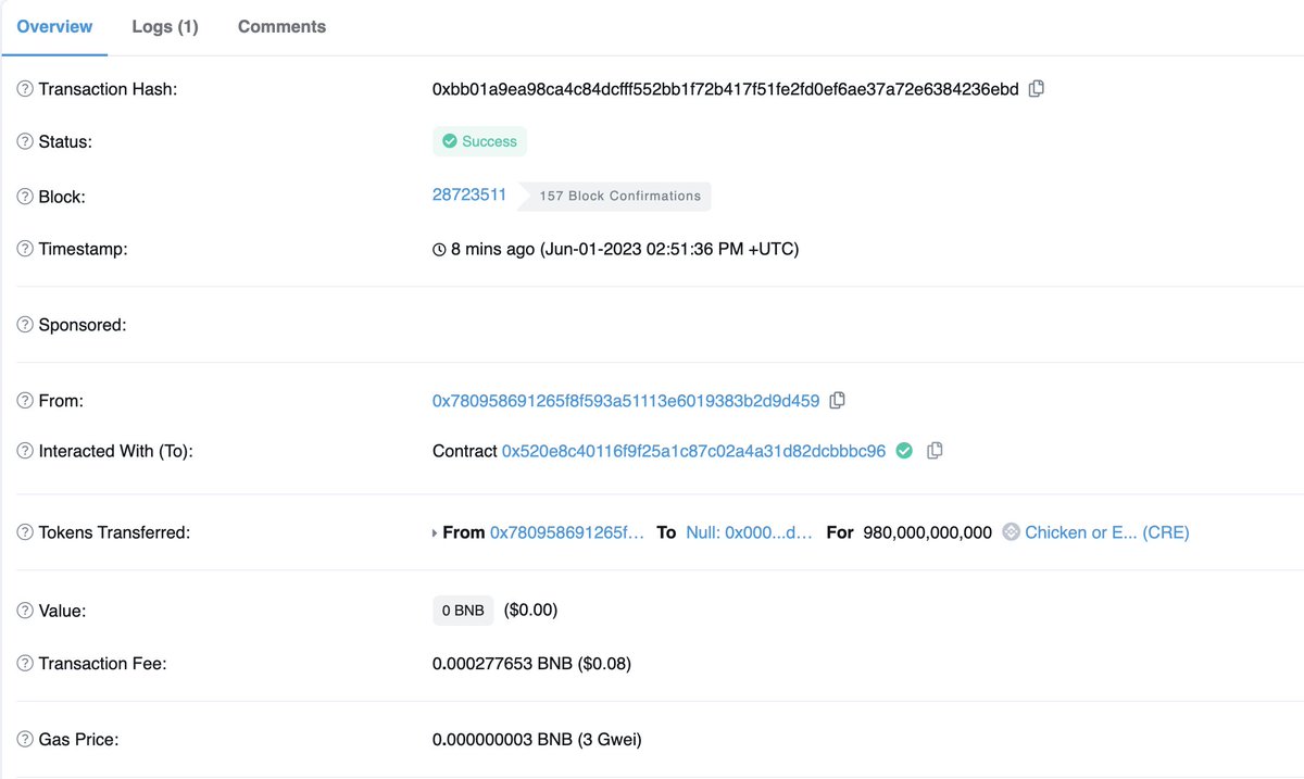ChickenRegg's tweet photo. NOT 'One Billion' but 'One Trillion' tokens are sent to 🔥 address!

Proof: 🔥🔥🔥
0xbb01a9ea98ca4c84dcfff552bb1f72b417f51fe2fd0ef6ae37a72e6384236ebd

Chicken 🐔 or Egg 🥚 will burn 99% of the supply

#bybit #binance #BTCUSDT #KuCoin #mexc #ElonMusk #20Eth  #BNB @cz_binance https://t.co/e2BfBokJ5X