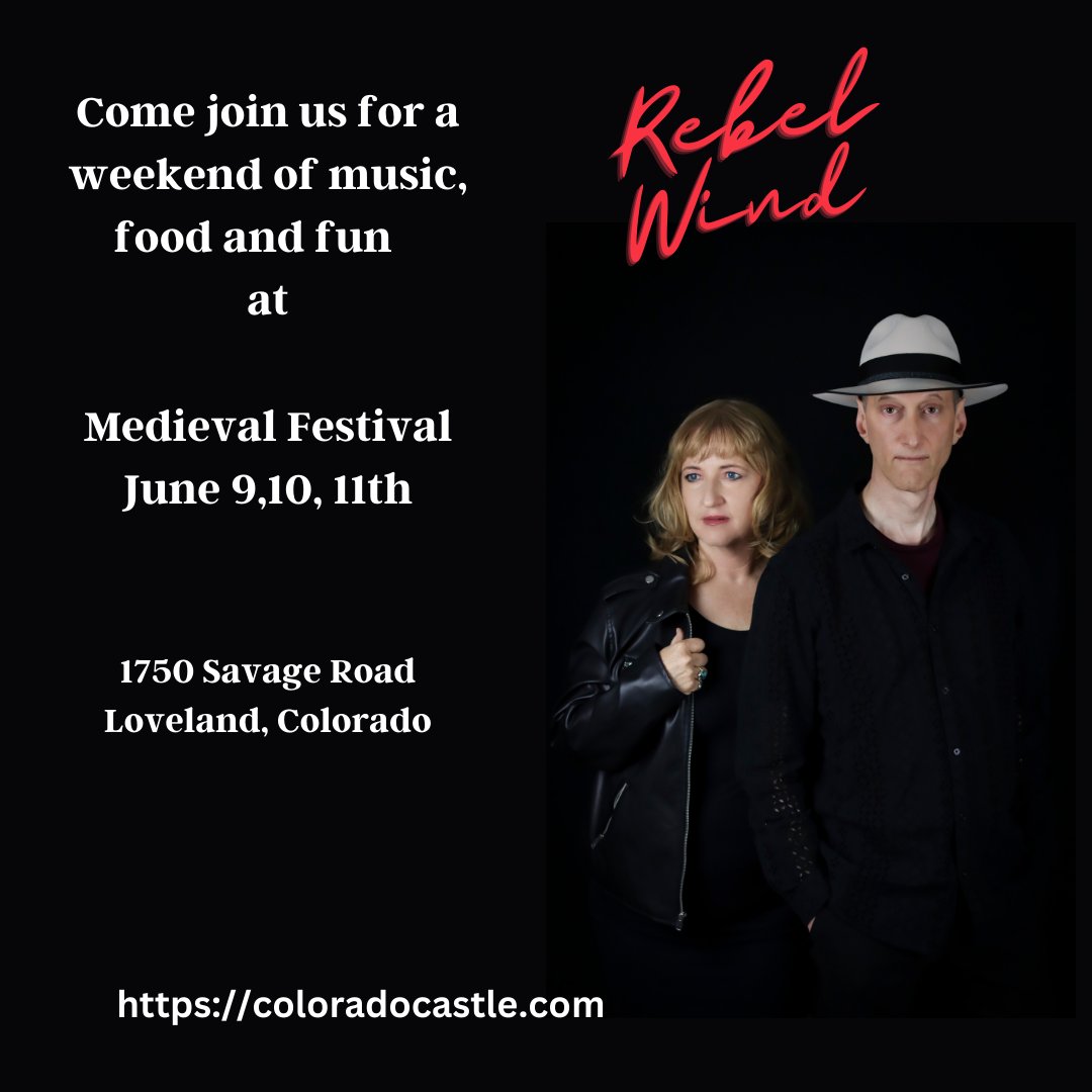 COME JOIN US FOR A WEEKEND OF MUSIC, FOOD,  FESTIVAL FUN.  #angelaperrymusic#savagewoods#medievalfestial#coloradogirl#love#music #singersongwriter#festival#artist #creator#Rebelwind#musician#artist#creator#colorado#medieval#festivalart