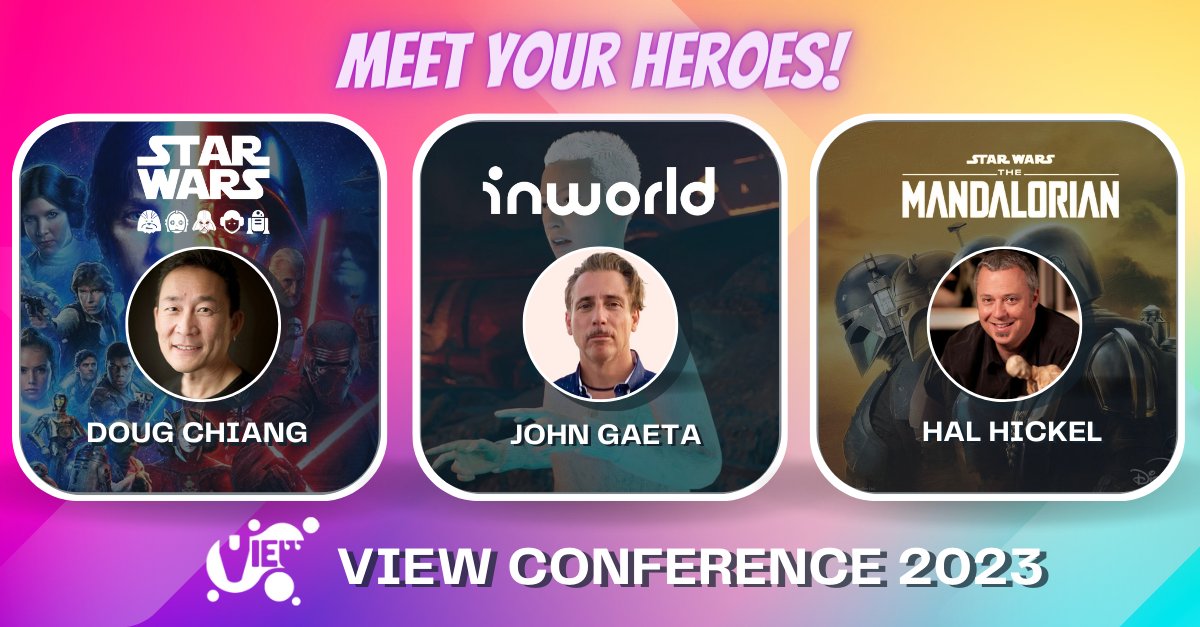 ✨Meet your #heroes at @ViewConference 2023!

💥Doug Chiang @Lucasfilm,#StarWars.
💥John Gaeta @inworld_ai #ai
💥@halhickel #Mandalorian @themandalorian (@starwars) @ILMVFX

#TheFutureWeWant
❗Registration is open ❗: viewconference.it/pages/registra…
15-20 Oct, #Turin, #Italy #savethedate