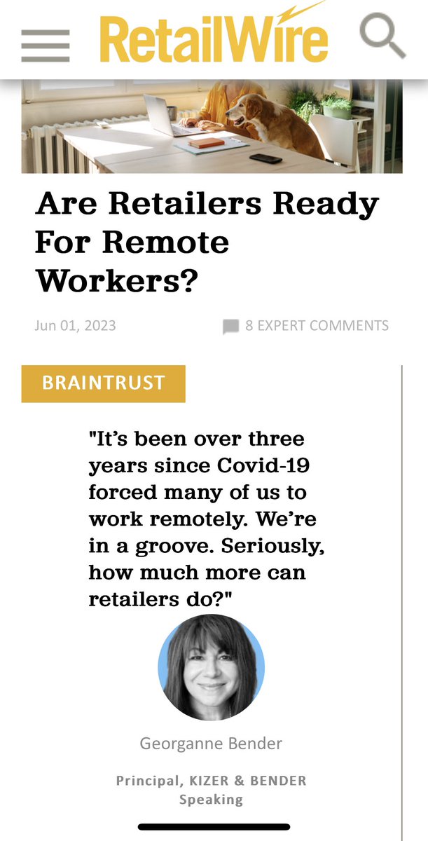 kizerandbender's tweet image. It’s been over three years since Covid-19 forced many of us to work remotely. We’re in a groove. Seriously, how much more can retailers do? #RetailWire retailwire.com/discussion/are…