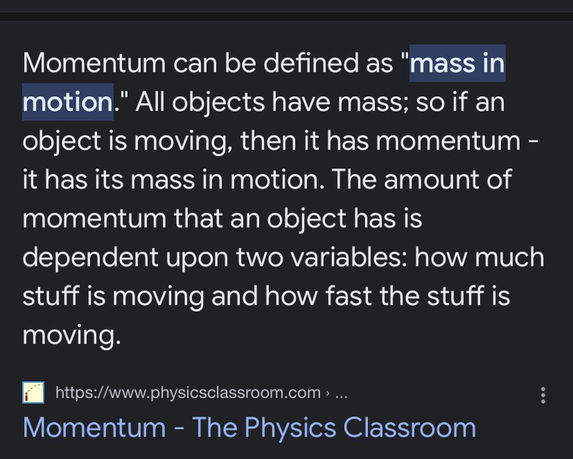_collinz_'s tweet photo. @mr_factuality @TheHN1C Had to look up the actual meaning of momentum to be able to understand fully https://t.co/d4RAIN5u50