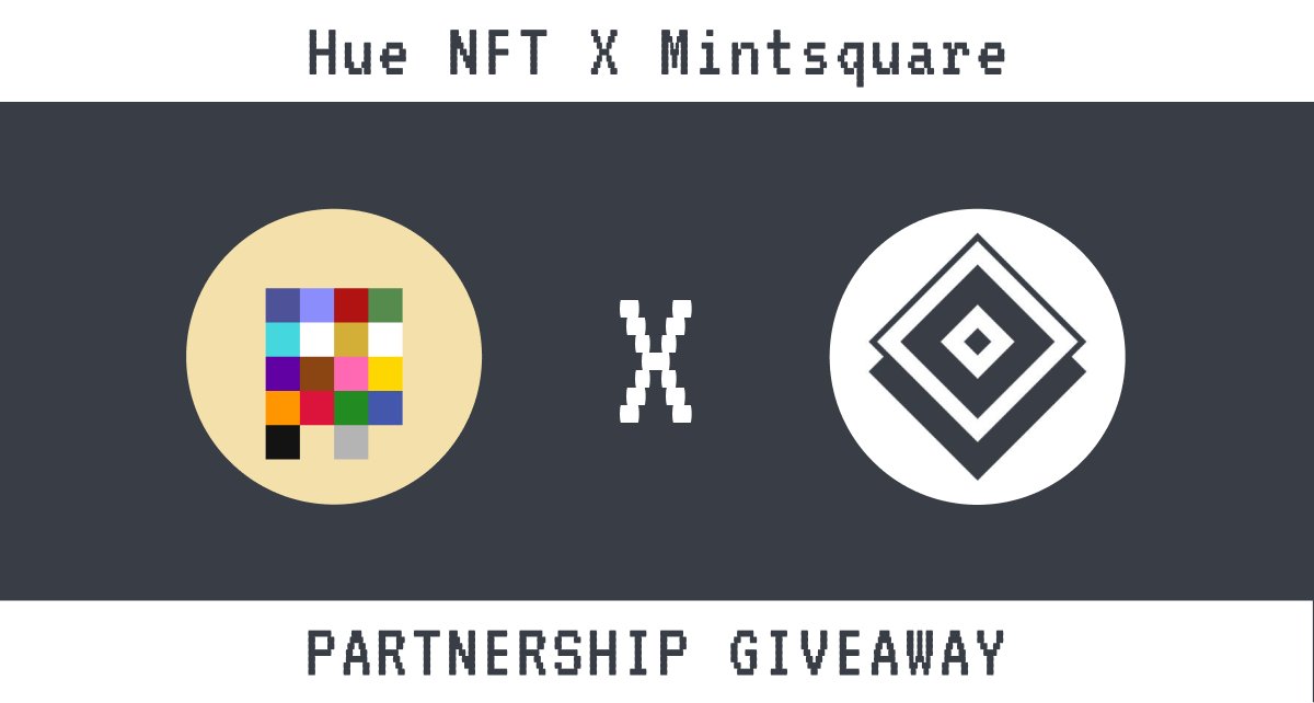 🎨 Don't miss this!  

To celebrate our recent partnership with <a href="/MintSquareNFT/">Mint Square</a> we're giving away 8 FREE MINTS, 8 OGs, and 20 WLs 🥳

Get your chance to win by following these steps: 
✅ Follow <a href="/hue_nfts/">Hue</a> &amp; <a href="/MintSquareNFT/">Mint Square</a> 
✅ Retweet &amp; Like this post 
✅ Join Hue discord:
