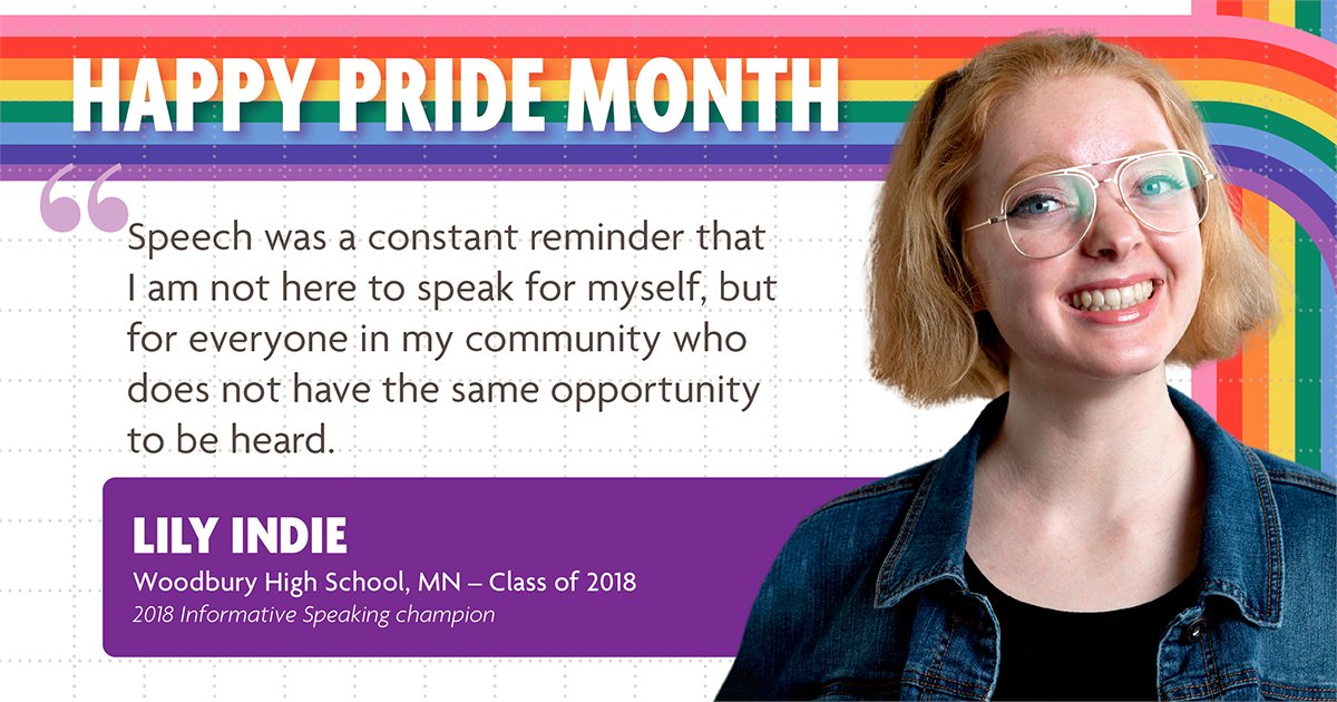 speechanddebate's tweet photo. Happy Pride! 🌈 This month we are shining a spotlight on our speech and debate students, coaches, and alumni who are part of the LGBTQIA+ community. Utilize our Pride Month resources throughout June, and the rest of the year! https://t.co/czlbV1xl5o https://t.co/KduaD8WzrO