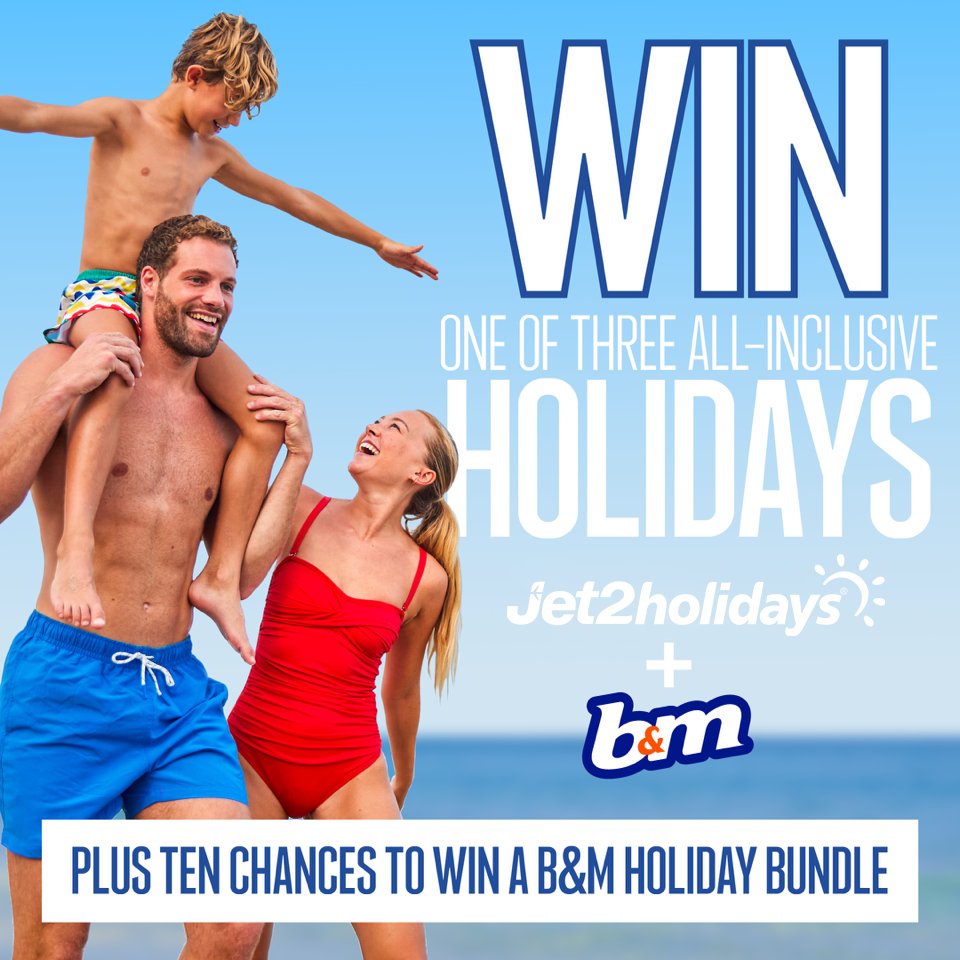 #COMPETITION

To celebrate summer holiday season, we’ve teamed with @jet2tweets to give away 3, 4* All-Inclusive Jet2holidays for 2 adults/2 children!

PLUS 10 runners-up will #WIN a B&M holiday bundle!

To enter simply click here tinyurl.com/BMJet2Twitter

T&Cs apply-Ends 30/06/23