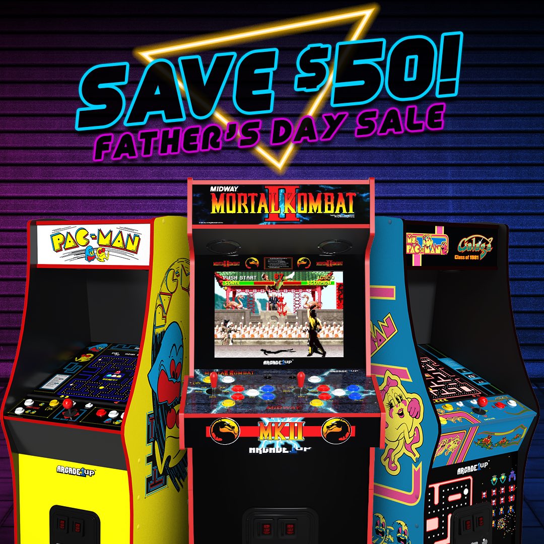 No quarters required this #FathersDay! 😎Get $50 OFF our PAC-MAN, Class of '81, & Mortal Kombat Deluxe arcades. 🎮 Perfect gift for the dad who's still got game. 👾 
 bestbuy.com/site/promo/sho…