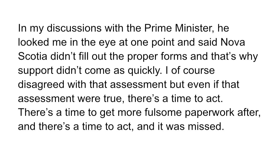 Nova Scotia Premier Tim Houston said the prime minister told him aid didn’t come quickly after hurricane Fiona because NS didn’t fill out the paperwork correctly. Quite a quote, transcribed below:
