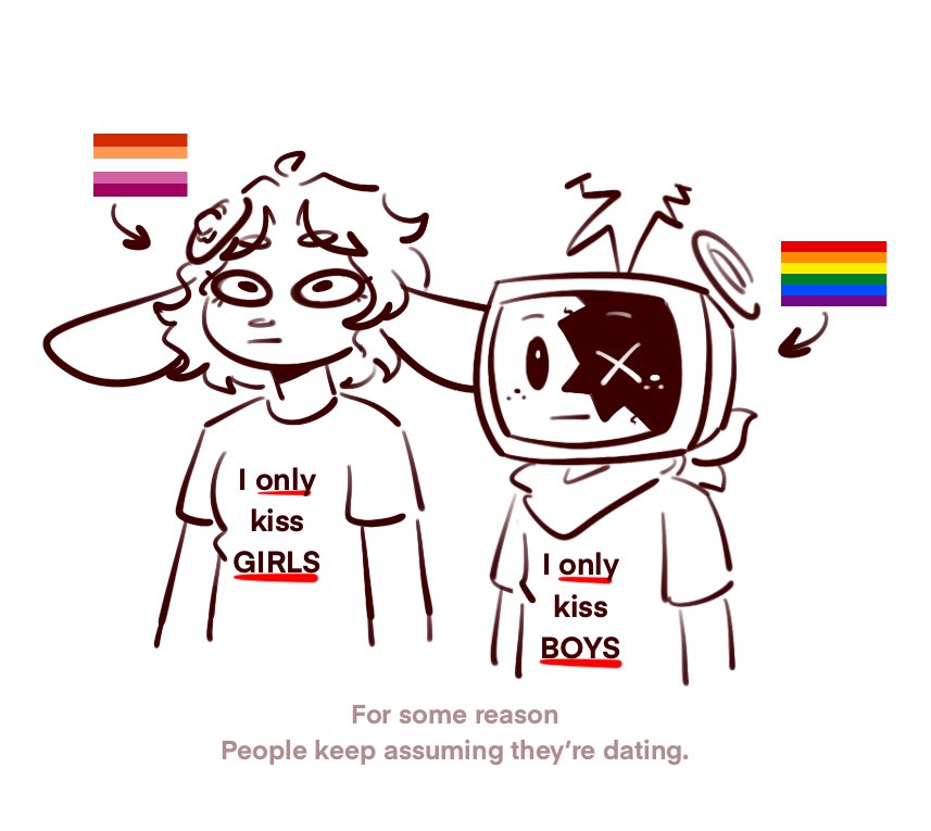 spadaaces's tweet photo. Doodled this because for some hilarious reason people keep thinking @CoffiiCorgii and I are Dating
Happy pride 🏳️‍🌈🏳️‍🌈 https://t.co/mCY8OGB1c7