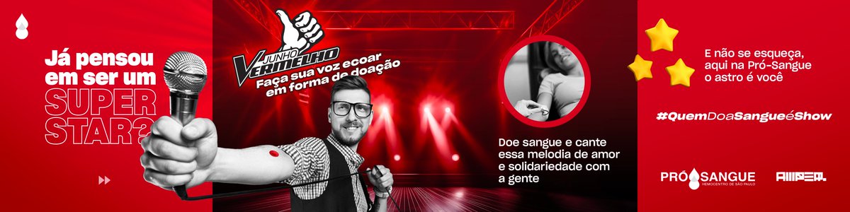 Chegamos no Junho Vermelho. Que tal aproveitar o mês para doar sangue? As batidas do seu coração podem ser música para muitas pessoas. Então, vem ser nossa estrela e dê um show salvando vidas!
#PróSangue #DoeSangue #DoeVida #QuemDoaSangueÉShow