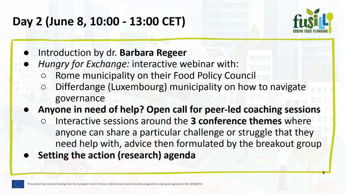 Fusilli_project's tweet image. We are delighted to bring to you an inspiring lineup of speakers and topics for next week&apos;s #FeedingCities Conference!

💡Get insights from 
- Fellow food projects CLEVERFOOD and FOODCLIC
- FUSILLI Living Lab representatives, #Rome and #Differdange