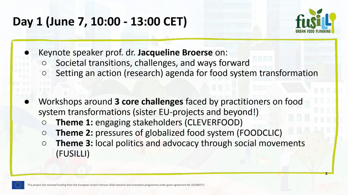 Fusilli_project's tweet image. We are delighted to bring to you an inspiring lineup of speakers and topics for next week&apos;s #FeedingCities Conference!

💡Get insights from 
- Fellow food projects CLEVERFOOD and FOODCLIC
- FUSILLI Living Lab representatives, #Rome and #Differdange