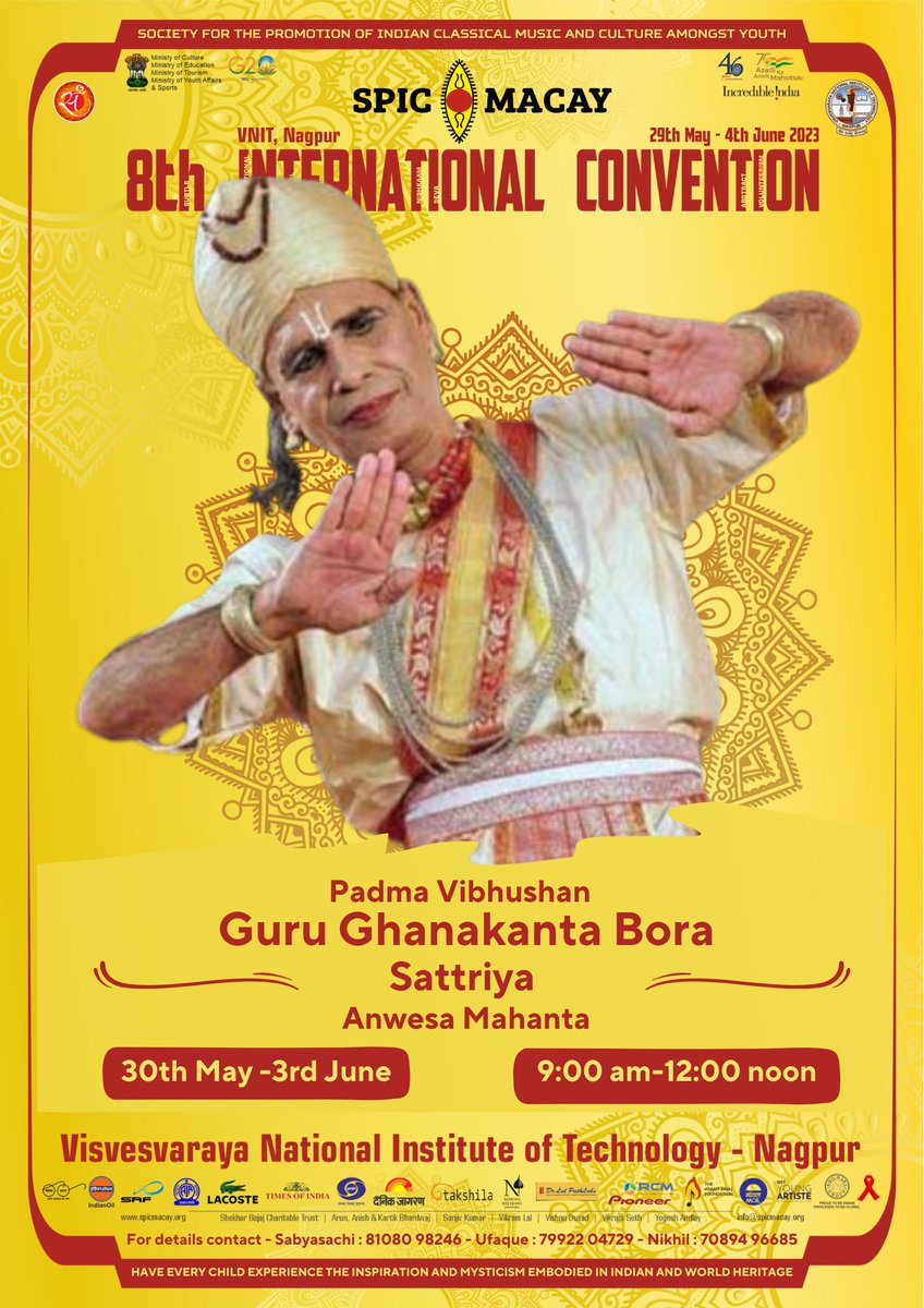 spicmacay's tweet photo. An intense workshop of #sattriya by Guru Ghanakanta Bora as part of Classical Dance Intensive of SPIC MACAY 8th International Convention at @VNITN
#spicmacay #intercon8 #vnitconvention2023
#IncredibleIndia
@MinOfCultureGoI @tourismgoi @g20org @incredibleindia @AmritMahotsav https://t.co/CqVF29Trjd