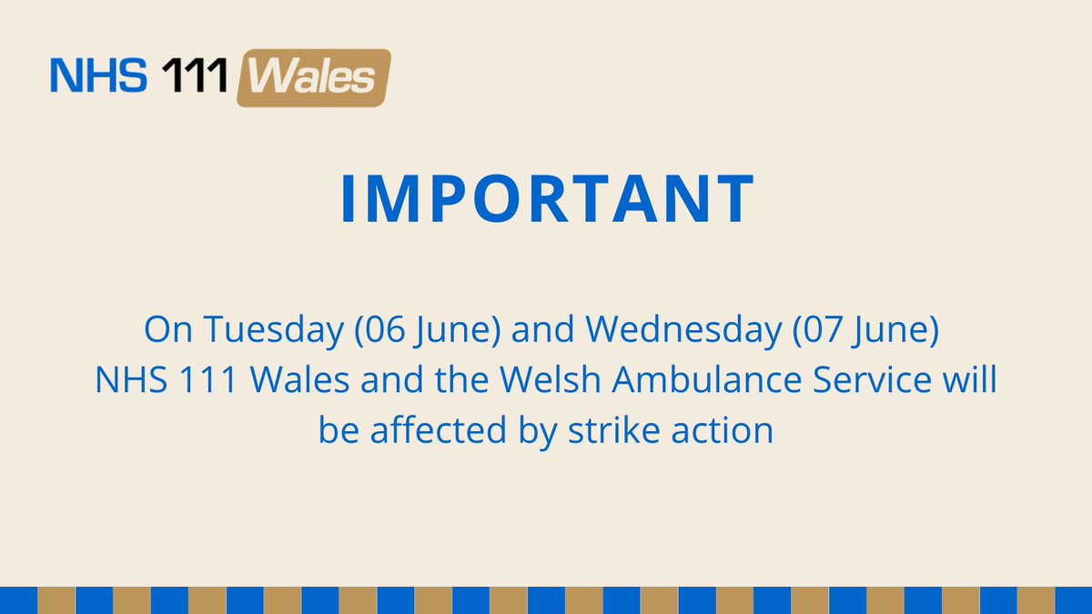 NHS111Wales's tweet photo. The Royal College of Nursing is taking industrial action in the form of strikes next week.

This means there may be fewer clinicians available so you may wait longer if you call us.

Make sure you order and collect your repeat prescriptions and stock up your first aid kit. https://t.co/wEl4RMD7XC