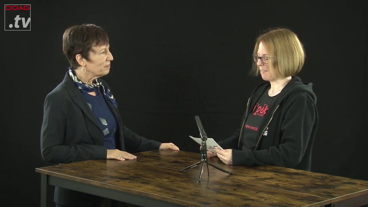 DOAGeV's tweet image. 🎥 DOAG.tv mit Ulrike Schwinn! Sabine Heimsath @oraesque, DOAG Themenverantwortliche #PLSQL, im Gespräch mit der seit Jahrzehnten für #Oracle tätigen Expertin und Autorin über #SQLStandard, seine Geschichte und kommende Neuerungen ➡️ scomp.ly/8KjEGzK