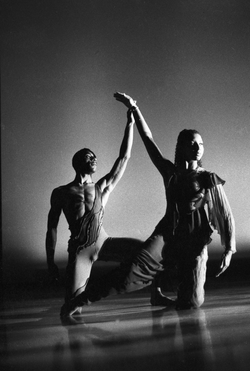 Ayo Jones and David Sutton performing in Neville Campbell's "Wildlife", with the Chapeltown Youth Dance Theatre" in1988.