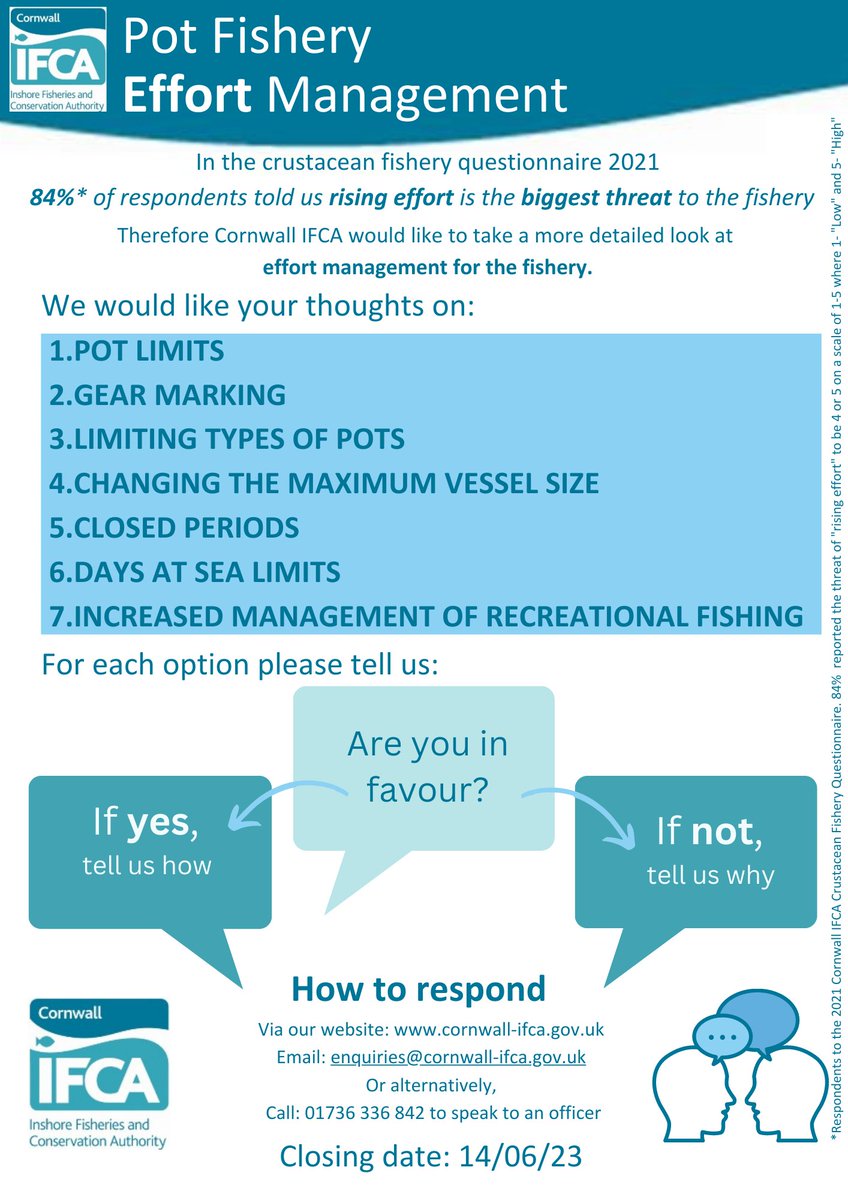 .<a href="/CornwallIFCA/">Cornwall IFCA</a> has launched a Call for Evidence to collect views on pot fishery effort management👇 The CFPO is actively engaged in developing its own measures for improving shellfish management &amp; members will have received an email in relation to this. (continued in thread)