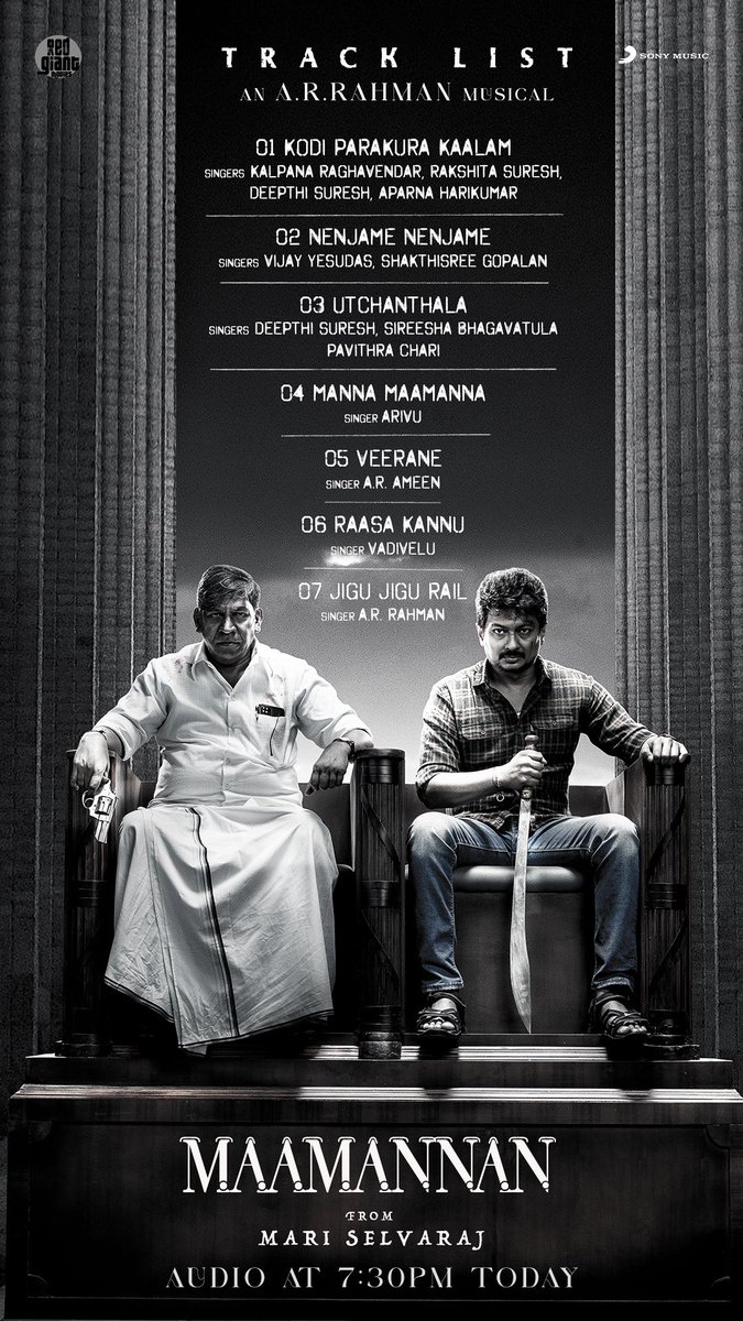 arrahman's tweet photo. #MAAMANNAN Audio Track list for today’s from 6 PM onwards ￼ ￼￼

￼ 📍 Nehru Stadium

#MAAMANNANliveconcert #Vadivelu 
@Udhaystalin
 
@KeerthyOfficial #FahadhFaasil @RedGiantMovies_ @thenieswar @editorselva @dhilipaction @kabilanchelliah @kalaignartv_off @SonyMusicSouth @NetflixIndia