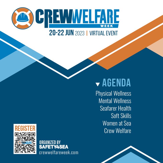 safety4sea's tweet photo. 📢If you haven't registered for #CrewWelfareWeek 2023, it is high time to do so, as 20 June is not too far!
Have you checked the agenda?
You can register for our virtual event here 👉https://t.co/jEH16YRUYQ https://t.co/NN8FPZEchx