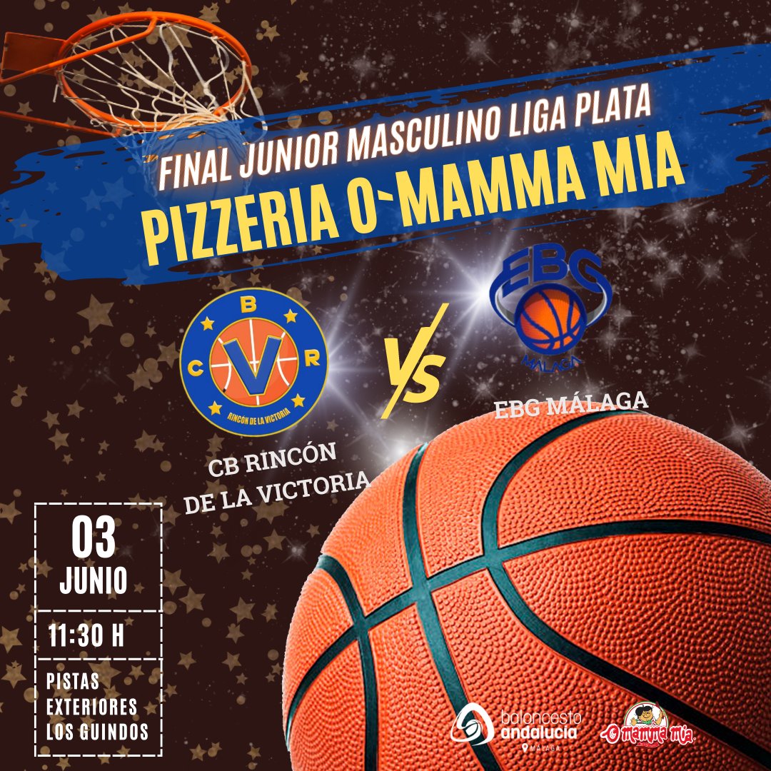 CB_Rincon's tweet photo. 🏆 ¡Este sábado volvemos a jugar una final de #CanteraCBRV!
El #JuniorMasc @OMammaMiaMalaga juega ante @EBGMALAGA por la #LigaPlata @FAB_Malaga!
📍 Pistas Los Guindos
📅 3 Junio
⌚️ 11:30 h
🟡🔵 #FamiliaCBRV #VamosRincon https://t.co/81t6ejiThZ