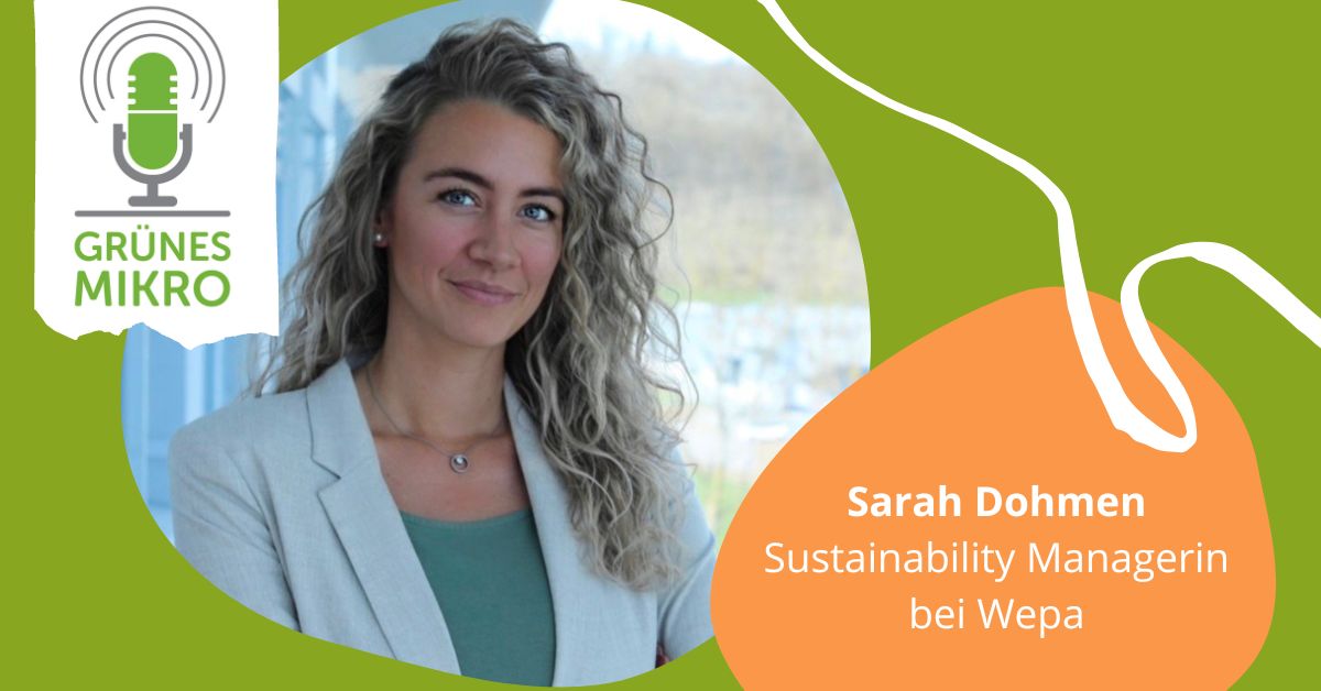 Sarah Dohmen ist Sustainability Managerin bei Wepa, einem Familienunternehmen für nachhaltige Hygienelösungen. In unserem #Podcast #GrünesMikro spricht sie über Projekte, Kommunikation und Beratung mit dem Fokus auf #Nachhaltigkeit. 🌱 Jetzt reinhören 🎧:
gruenes-mikro.de/im-podcast-sar…