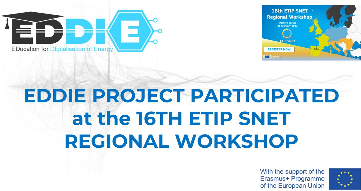 🔔”EDDIE PROJECT PARTICIPATED AT 16TH ETIP SNET REGIONAL WORKSHOP” was summarized by the #Consortium and shared with #Stakeholders.

🧾Read & Share📢

🔗lnkd.in/eGwHgxPE

#EDDIE #ETIPSNET #blueprint #energysector #digitalization #innovation #education  #skills #research