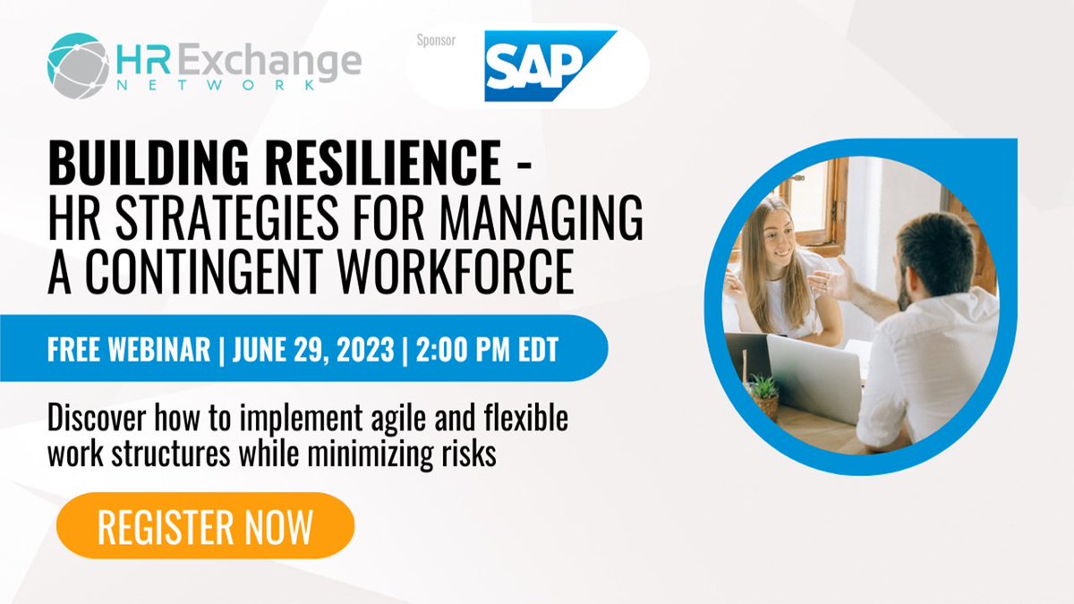lynnbannerman1's tweet photo. Join us for a free conversation with @Exchange_HR where Amber Roth and @BrianSalkowski will unveil the secrets to optimizing your workforce management in the digital era. Register now: https://t.co/yl3D7hyyQ3
#ContingentWorkforce #ExternalWorkforce @SAP https://t.co/CtnI1QrGAT