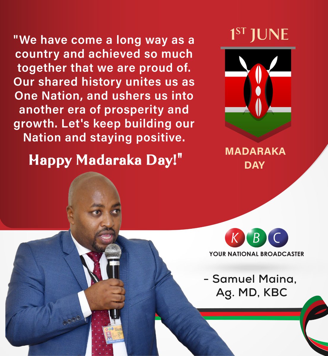 NgemiFM's tweet photo. Ndûmîrîri ya #MadarakaDay kuuma kûrî Ag. MD, KBC Samuel Maina.
#KBCniYetu #ngemifm #mûciîwaûrata @KBCChannel1 @munene_ofisaa @fmcoro @MwagoFm @rwambarr @mbuya_nancy, @paulinegakeni @EzraKathii , @matttohnjeruh , @GeeWamaina https://t.co/GgxAcW9lwH