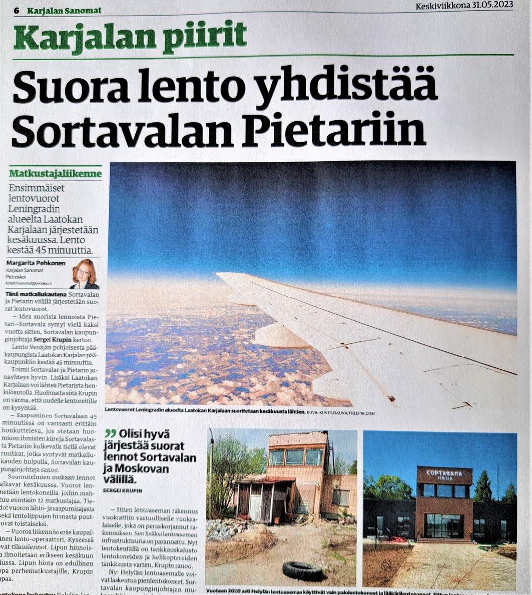 Karjala90399838's tweet photo. Näin naapurissa. Venäläinen Karjalan Sanomat kertoo, että #Sortavala on saamassa lentoyhteyden #Pietari'in.
Samassa numerossa 31.5. on myös menolippu-uutinen: 
Viime vuonna tasavallasta värvättiin yli 700 sotilasta.
Tämän vuoden alusta sotilaita on värvätty jo yli 350. https://t.co/r3atjWAFXH