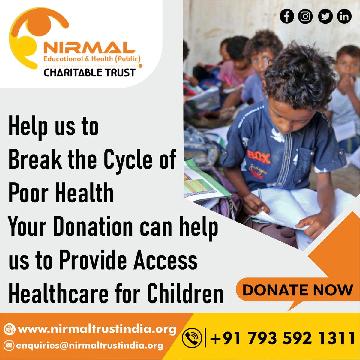 nehpct's tweet photo. Help us to Break the Cycle of Poor Health Your Donation can help us to Provide Access Healthcare for Children

𝗡𝗶𝗿𝗺𝗮𝗹 𝗘𝗱𝘂𝗰𝗮𝘁𝗶𝗼𝗻 &amp; 𝗛𝗲𝗮𝗹𝘁𝗵 𝗙𝗼𝘂𝗻𝗱𝗮𝘁𝗶𝗼𝗻
for more details contact us:- +91 (079)35921311
visit our website:- https://t.co/L4cRgcgnSj https://t.co/6X0Ys2pGjO
