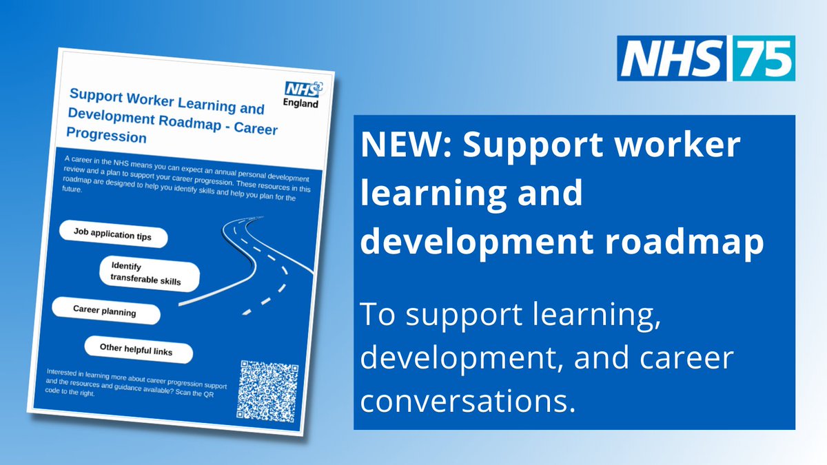 The new 'roadmap' resource covers five key areas, career progression, wellbeing and resilience, skills for life (functional skills), personal skills and technical skills. #WeAreHCSWs
Share this resource with colleagues, support workers, and managers ▶️hee.nhs.uk/our-work/talen…