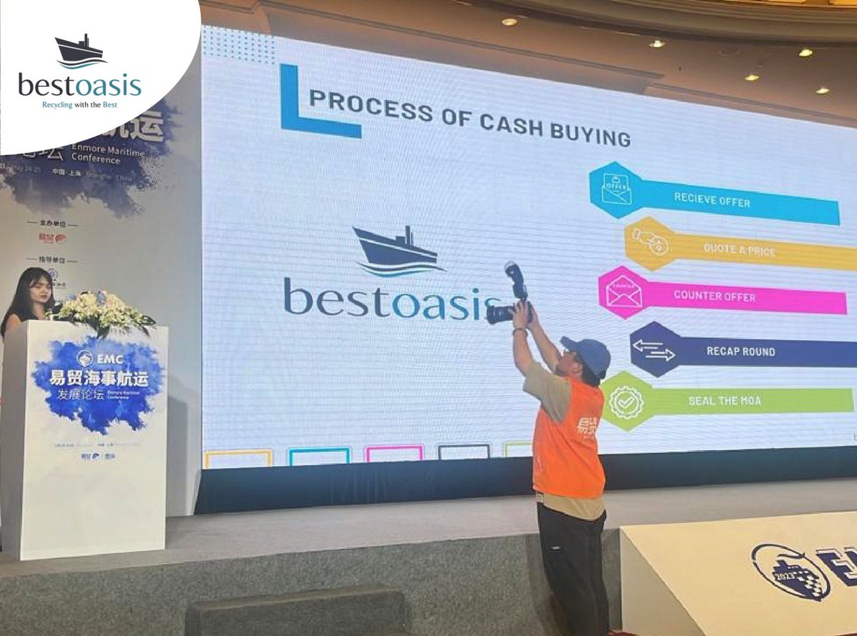 BestOasisLtd's tweet image. Delighted to be a part of Enmore Maritime Conference, Shanghai. Engaging in discussions &amp;amp; innovative insights on the future of ship recycling based on historical data as well as current economic &amp;amp; industry trends made this an enriching experience! #insights #futureprojections
