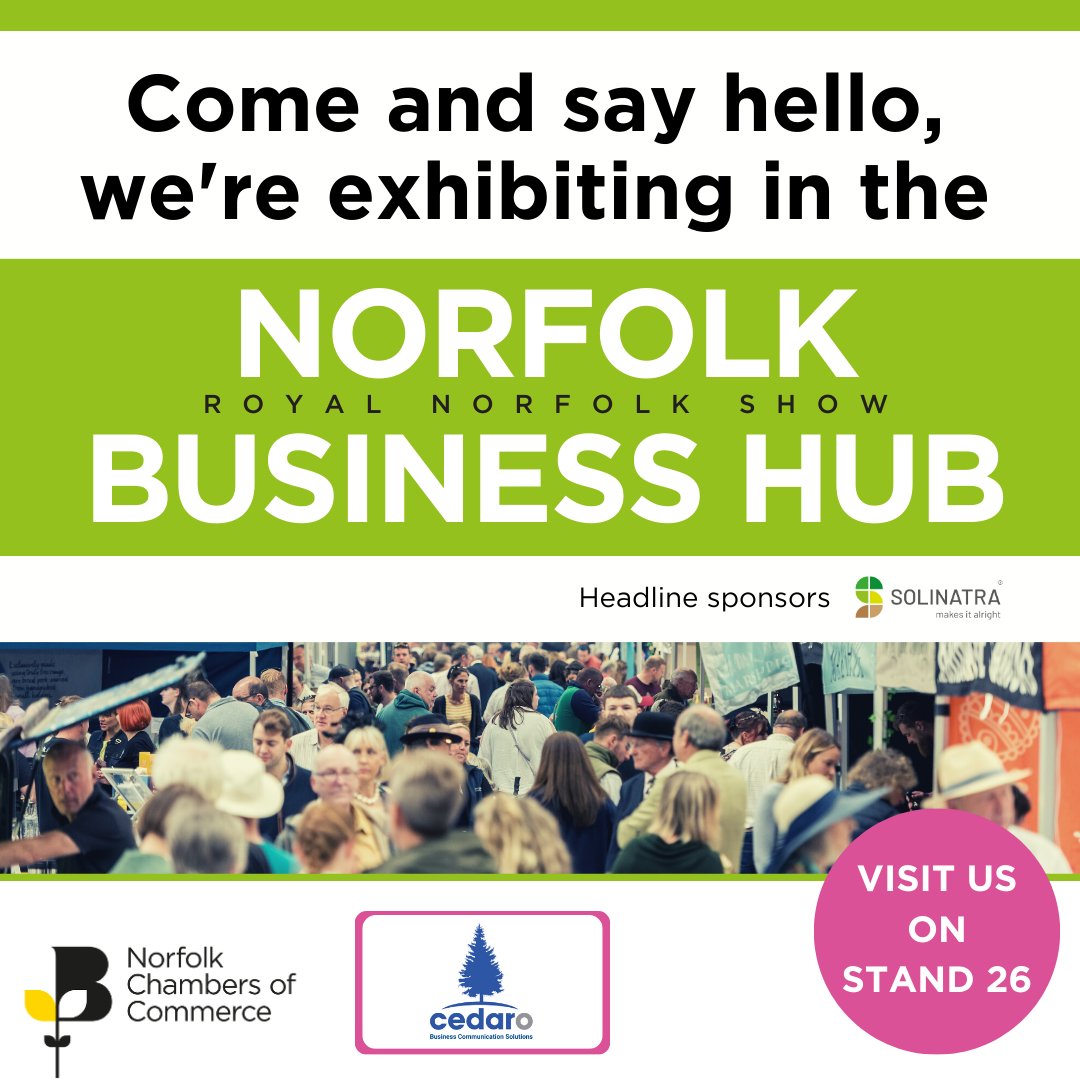 We will be at the Royal Norfolk Show along with Norfolk Chambers of Commerce in the Business Hub #RNSBUSINESSHUB

Make sure you come along and say hello!

#NorfolkBusiness #Norfolk #B2B #RoyalNorfolkShow #Norwich