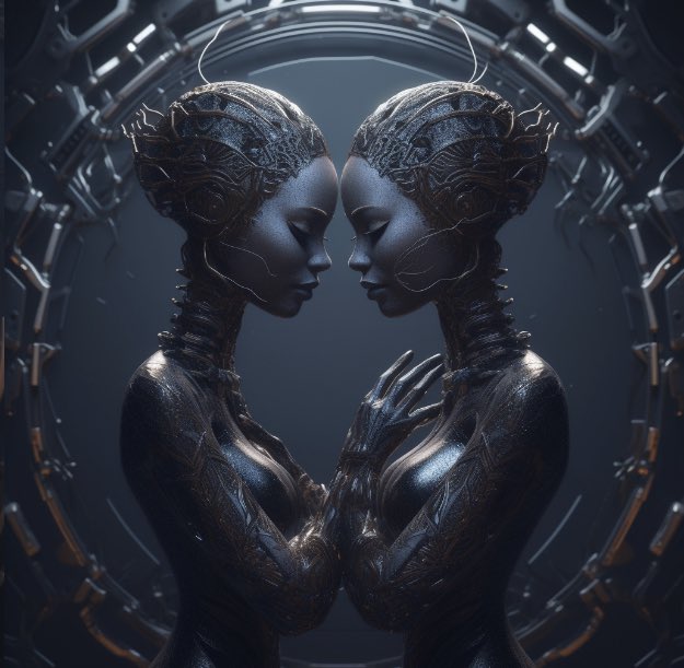 thesugaplummgod's tweet photo. Some of the images generated when I asked an AI to display AI as my best friend… #AbayomiTheGoddess @TheYomiCrystal #thecrystalgoddess #goddessAIArt #goddessAIArtist #yomiandMidjourney @midjourney #AIArt #AIArtist #AIAssist #goddessgrowthenergy #evolutionofthegoddess https://t.co/nPwiCAvdoh