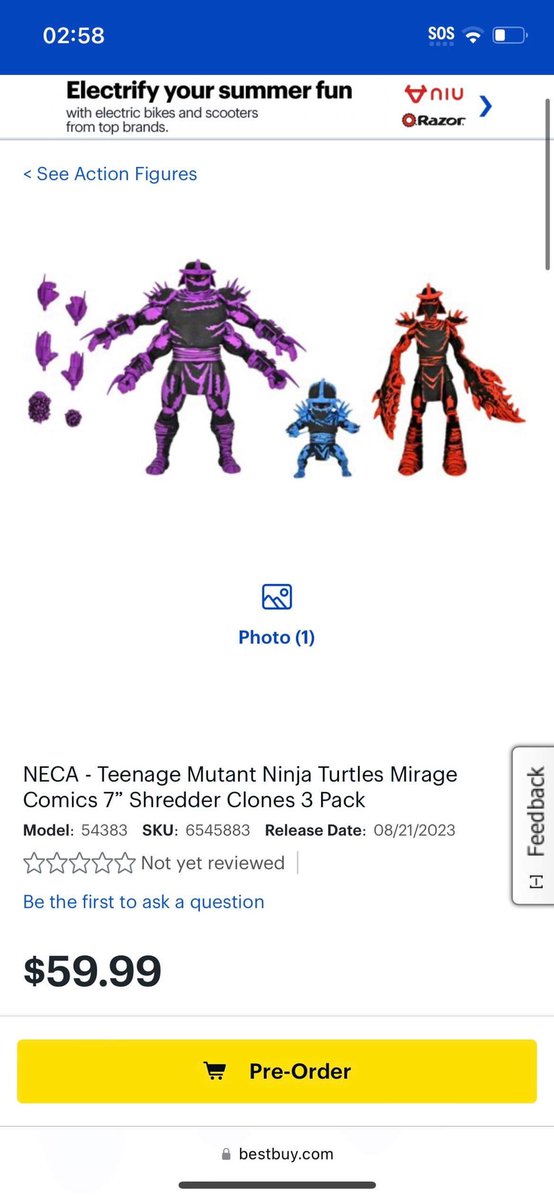 NinjaTurtleLair's tweet photo. Best Buy exclusives are up for preorder 
➖
Mikey - https://t.co/W9OXDDJHxB
-
Patrol bot - https://t.co/4vCusyzwmx
-
Shredder clones -https://t.co/WAwSZRNeZ6
➖
#TurtleLair #TMNT #teenagemutantninjaturtles #cowabunga #turtlepower #thastronin #tmntlair https://t.co/ob5M3T8OJa