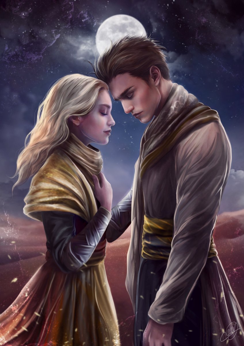 Mon tweet de ce matin a fait un bide, donc je vous la repose ici en entier parce que je la trouve magnifique et qu'elle mérite d'être vue. Merci encore à Nicolas Jamonneau pour son talent extraordinaire 🥰
Alma et Nolhan sont les 2 prota de mon tome 2, en prévente sur mon site