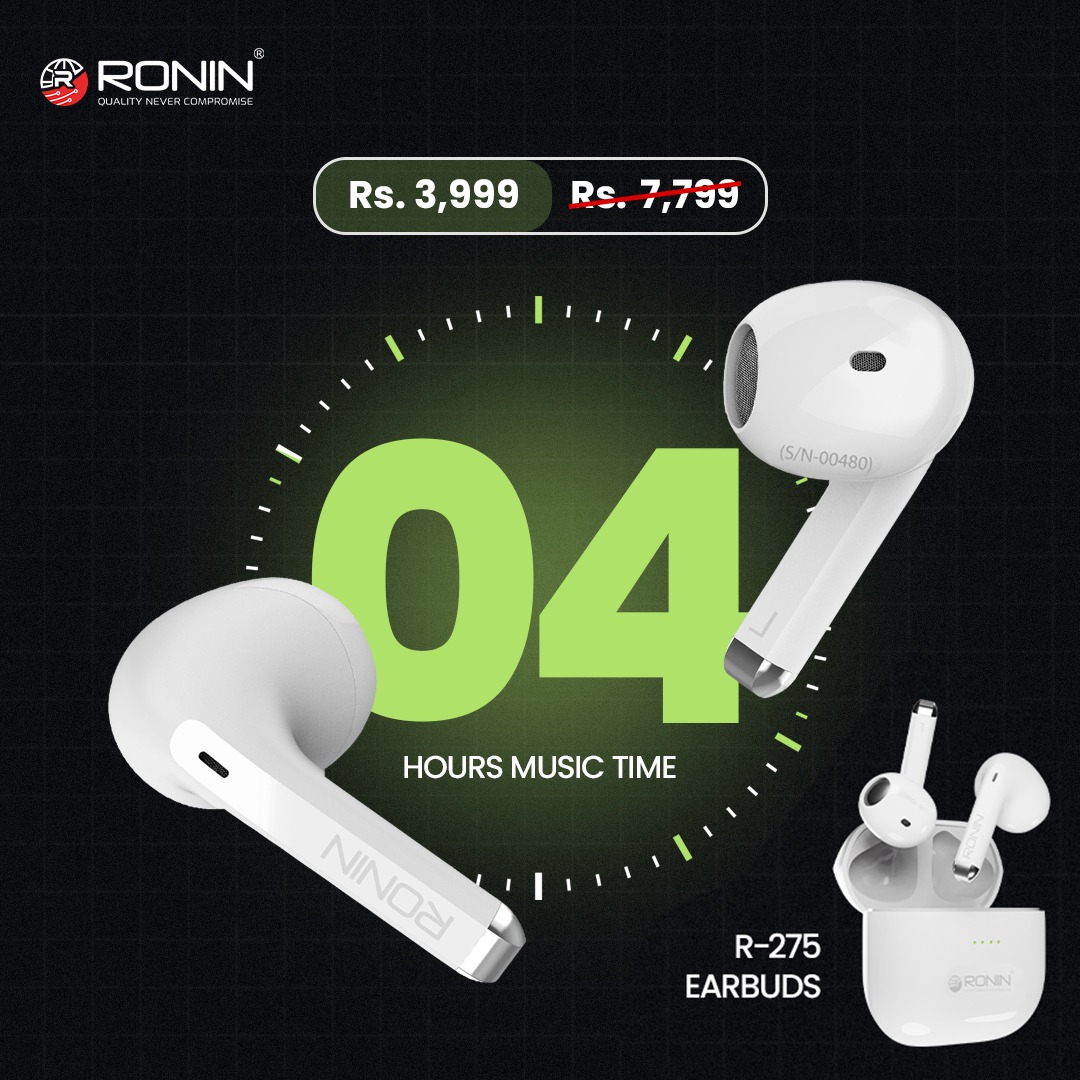 Unleash the Power of Sound, #SunoDilKiAwaz with Ronin R-275.

Shop Now: ronin.pk/products/r-275…

#roninpakistan #accessories #ronin #quality #headphones #SunoDilKiAwaz #bestquality #roninproducts #style #gamingheadphones #style #earbuds #smartness #sale #OfferSale #offers