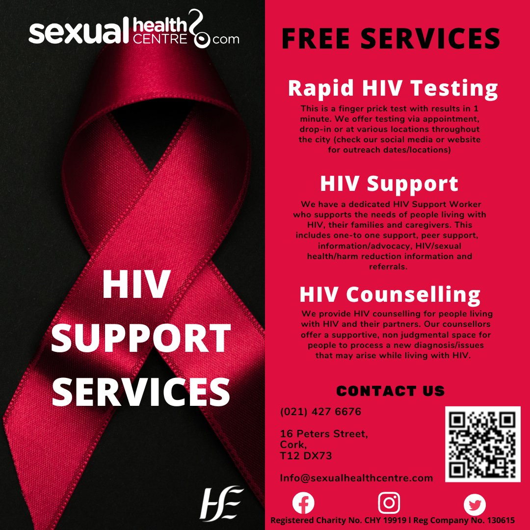 With Irish AIDS Day coming up on the 15th of June 2023, we want to remind you of the testing and support services available here at the centre for those worried about a potential HIV diagnosis. #knowyourstatus #Prevention #SexualHealth #rapidhivtesting #onlinebooking #appointment