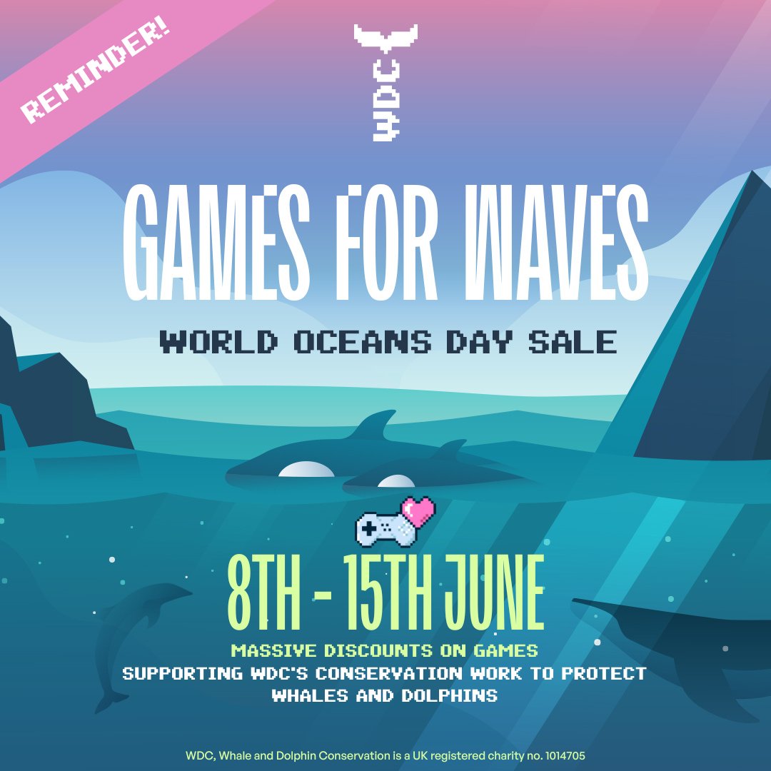 Only one week to go until #WorldOceansDay 🌊 From 8th June, you can get over 70 amazing games for an incredible discount on <a href="/Steam/">Steam</a>. Each purchase will support our conservation work to protect 🐳 &amp; 🐬 across the globe.