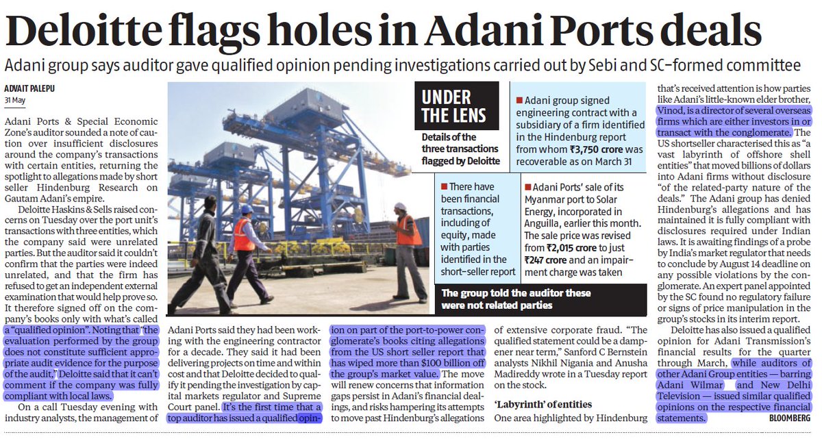 Deloitte flags holes in Adani Ports deals