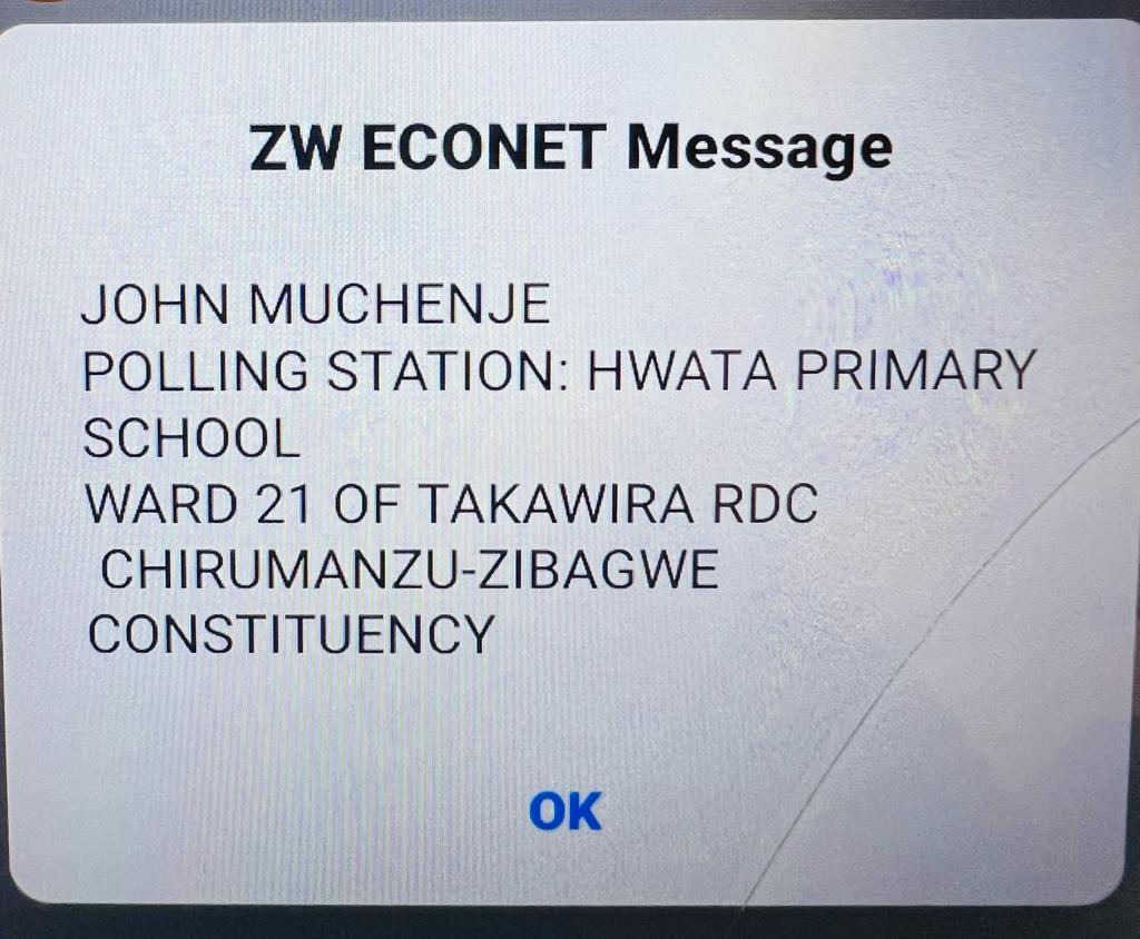 Just checked my details. I will be exercising my constitutional rights on the 23rd of August 2023 at Hwata Primary School in Chirumanzu.

Please make sure your details are correct 💯. 

#Youth4Peace 
#checkyourdetails 
#VotePeacefully