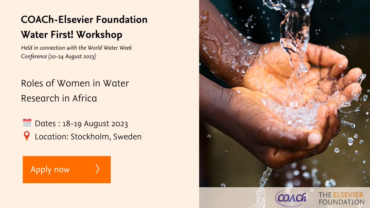 📢 Calling African women scientists &amp; engineers working in water research, management or policy! 🌍✨Join our <a href="/COACh4STEM/">COACh</a>-EF Water First! Workshop on "Roles of Women in Water Research in Africa" in Stockholm, Aug 18-19.

Apply now at waterfirst.uoregon.edu/roles-of-women…

#WaterResearch